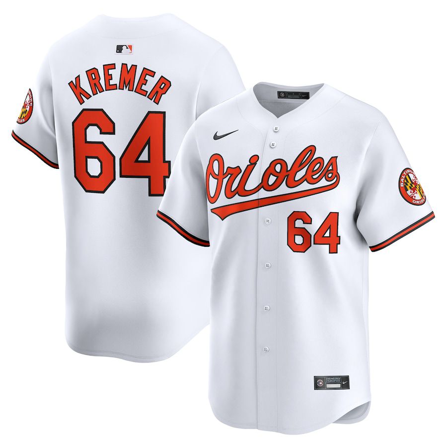 Men Baltimore Orioles #64 Dean Kremer Nike White Home Limited Player MLB Jersey
